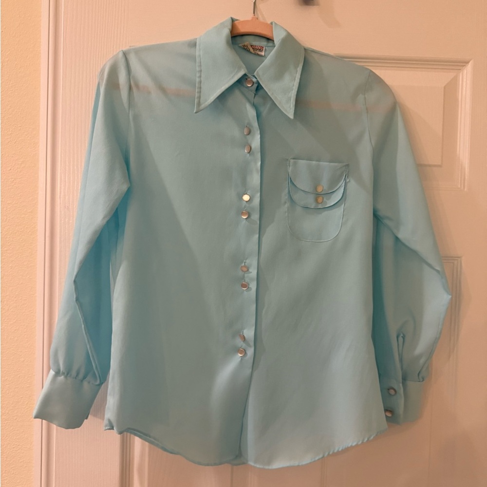 Vintage Light Blue Blouse